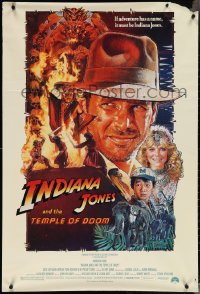 3z0885 INDIANA JONES & THE TEMPLE OF DOOM 1sh 1984 Harrison Ford, Kate Capshaw, Drew Struzan art!