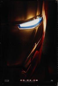 3z0889 IRON MAN teaser DS 1sh 2008 Robert Downey Jr. is Iron Man, cool close-up of mask!