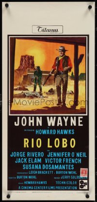 3z0475 RIO LOBO Italian locandina 1971 Howard Hawks, different art of cowboy John Wayne by Franco!