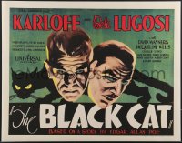 3z0549 BLACK CAT 22x28 REPRO poster 2010s great art of Bela Lugosi & Boris Karloff from half-sheet!