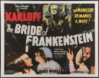 3z0550 BRIDE OF FRANKENSTEIN 22x28 REPRO poster 2010s Lanchester/ Karloff from 1/2sh, white credits!