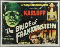 3z0551 BRIDE OF FRANKENSTEIN 22x28 REPRO poster 2010s Lanchester/ Karloff from 1/2sh, green credits!