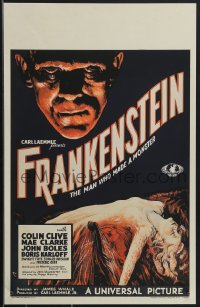 3z0555 FRANKENSTEIN 14x22 REPRO poster 2010s Boris Karloff as the monster from window card!