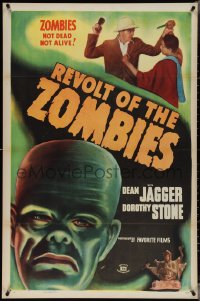 3z0970 REVOLT OF THE ZOMBIES 1sh R1947 cool artwork, they're not dead and they're not alive!