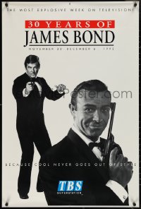 3z0721 30 YEARS OF JAMES BOND tv poster 1992 both Sean Connery and Roger Moore as agent 007!