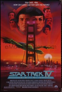3z1001 STAR TREK IV 1sh 1986 art of Leonard Nimoy, Shatner & Klingon Bird-of-Prey by Bob Peak!