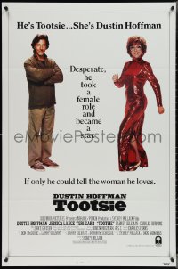 3z1021 TOOTSIE int'l 1sh 1982 great duo image of cross-dressing Dustin Hoffman as himself & in drag!