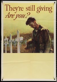 3z0685 THEY'RE STILL GIVING ARE YOU 28x41 WWII war poster 1943 John Falter art of soldier & graves!
