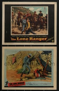 4a0322 LOT OF 2 LONE RANGER LOBBY CARDS 1950s Clayton Moore as the masked hero!