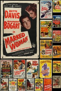 4a0188 LOT OF 21 FOLDED MOSTLY 1940S ONE-SHEETS 1940s great images from a variety of movies!
