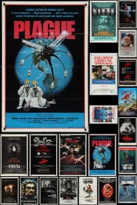 4a0155 LOT OF 39 FOLDED HORROR/SCI-FI/FANTASY ONE-SHEETS 1970s-1980s a variety of movie images!