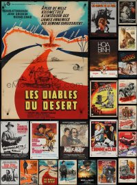 4a0903 LOT OF 21 FORMERLY FOLDED FRENCH 23X32 POSTERS 1960s-1980s a variety of cool movie images!