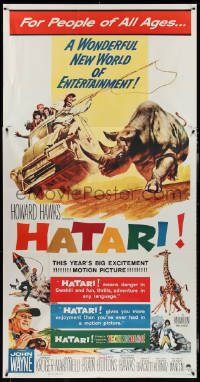4b0241 HATARI 3sh 1962 Howard Hawks, great Frank McCarthy artwork of John Wayne in Africa!