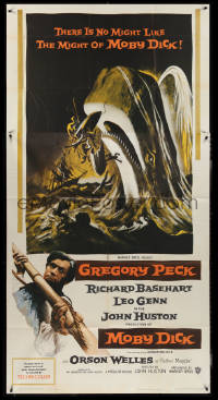 4b0245 MOBY DICK 3sh 1956 John Huston, great art of Gregory Peck & the giant whale!