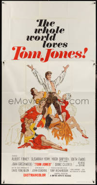 4b0251 TOM JONES int'l 3sh 1963 Tony Richardson, art of Albert Finney surrounded by five sexy women!