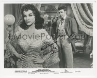 4b1246 DEBRA PAGET signed color 8x10 REPRO photo 1990s with Dale Robertson in The Gambler From Natchetz!