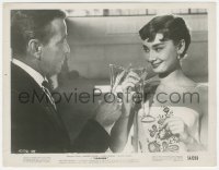 4b1345 SABRINA 8x10.25 still 1954 close up of sexy Audrey Hepburn & Humphrey Bogart toasting!