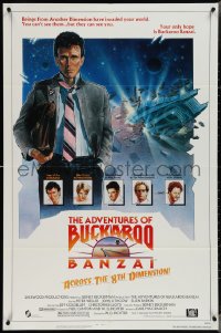 4b0811 ADVENTURES OF BUCKAROO BANZAI 1sh 1984 Peter Weller science fiction thriller, cool art!
