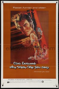 4b0819 ANY WHICH WAY YOU CAN int'l 1sh 1980 cool artwork of Clint Eastwood & Clyde by Bob Peak!