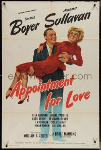 4b0821 APPOINTMENT FOR LOVE 1sh 1941 full-length Charles Boyer carrying pretty Margaret Sullavan!