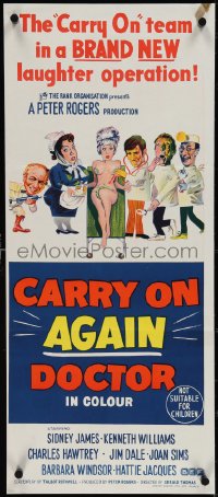 4b0351 CARRY ON AGAIN DOCTOR Aust daybill 1974 Sidney James, sexy & completely different art!