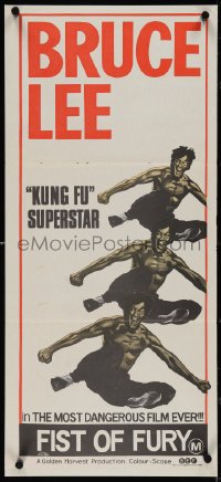 4b0354 CHINESE CONNECTION Aust daybill 1973 Jing Wu Men, kung fu master Bruce Lee, ultra rare!