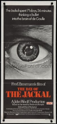 4b0361 DAY OF THE JACKAL Aust daybill 1973 Fred Zinnemann assassination classic, killer Edward Fox!