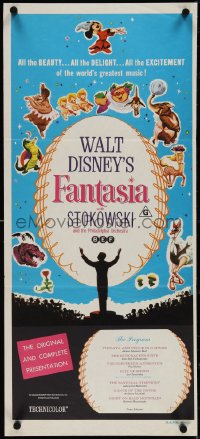 4b0367 FANTASIA Aust daybill R1970s images of Mickey Mouse & others, Disney musical cartoon classic!