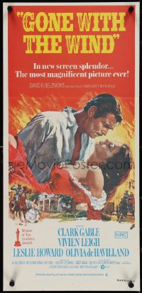 4b0374 GONE WITH THE WIND Aust daybill R1970s Clark Gable, Vivien Leigh, all-time classic!