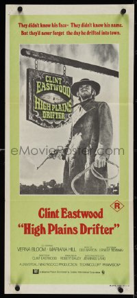 4b0378 HIGH PLAINS DRIFTER Aust daybill 1973 Clint Eastwood holding gun & whip!