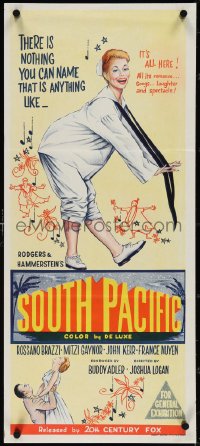 4b0419 SOUTH PACIFIC Aust daybill 1959 art of Mitzi Gaynor, Rodgers & Hammerstein musical!