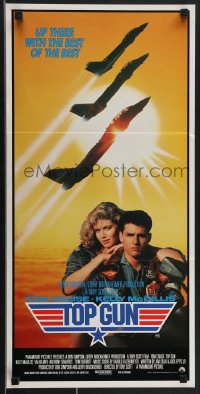 4b0428 TOP GUN Aust daybill 1986 great image of Tom Cruise & Kelly McGillis, Navy fighter jets!