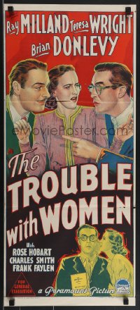 4b0432 TROUBLE WITH WOMEN Aust daybill 1946 artwork of Ray Milland, Teresa Wright, Brian Donlevy!