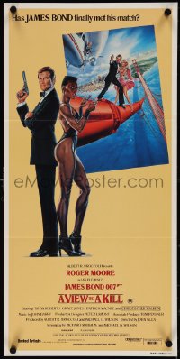 4b0434 VIEW TO A KILL Aust daybill 1985 art of Moore as Bond, Tanya Roberts and Walken by Goozee!