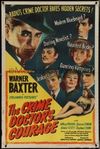 4b0876 CRIME DOCTOR'S COURAGE 1sh 1945 detective Warner Baxter bares hidden secrets, ultra rare!
