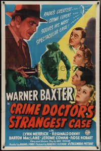 4b0878 CRIME DOCTOR'S STRANGEST CASE 1sh 1943 Warner Baxter, radio's greatest crime expert!