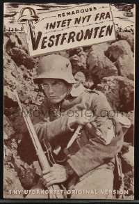 4b1270 ALL QUIET ON THE WESTERN FRONT Danish program R1950s Lew Ayres World War I classic, rare!