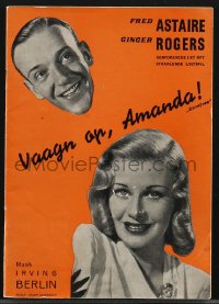 4b1272 CAREFREE Danish program 1938 Fred Astaire & Ginger Rogers dancing again, Irving Berlin, rare!