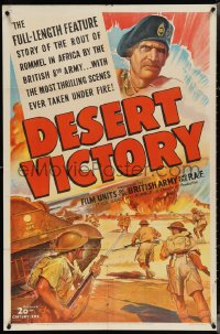 4b0888 DESERT VICTORY 1sh 1943 great battlefield art from the WWII documentary, ultra rare!