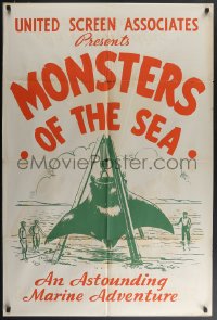 4b0889 DEVIL MONSTER 1sh R1930s Monsters of the Sea, cool artwork of giant manta ray!