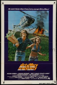 4b0892 DIRTY MARY CRAZY LARRY 1sh 1974 Peter Fonda & Susan George fleeing helicopter!