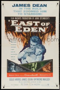 4b0901 EAST OF EDEN 1sh R1957 James Dean in the role that zoomed him to stardom, John Steinbeck!