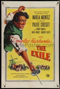 4b0916 EXILE 1sh 1947 Ophuls, swashbuckler Douglas Fairbanks Jr. & beautiful Maria Montez!