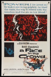 4b0919 FACE IN THE CROWD 1sh 1957 Andy Griffith, the rise & fall of early TV star, Elia Kazan