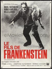 4b0043 SON OF FRANKENSTEIN French 1p R1969 cool full-length image of Boris Karloff carrying child!