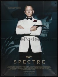 4b0045 SPECTRE French 1p 2015 great image of Daniel Craig as James Bond with villain background!