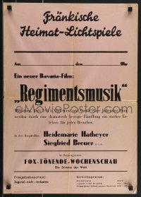4b0296 REGIMENTSMUSIK local theater German 17x24 1945 Hatheyer, Reginmental Band, ultra rare!