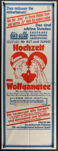 4b0297 WEDDING AT LAKE WOLFGANG German 17x46 R1938 romantic kissing close-up in heart, ultra rare!