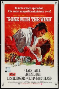 4b0951 GONE WITH THE WIND 1sh R1970 Terpning art of Gable carrying Leigh over burning Atlanta!