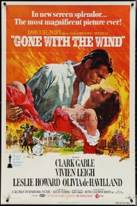 4b0952 GONE WITH THE WIND 1sh R1974 Howard Terpning art of Gable carrying Leigh over burning Atlanta!